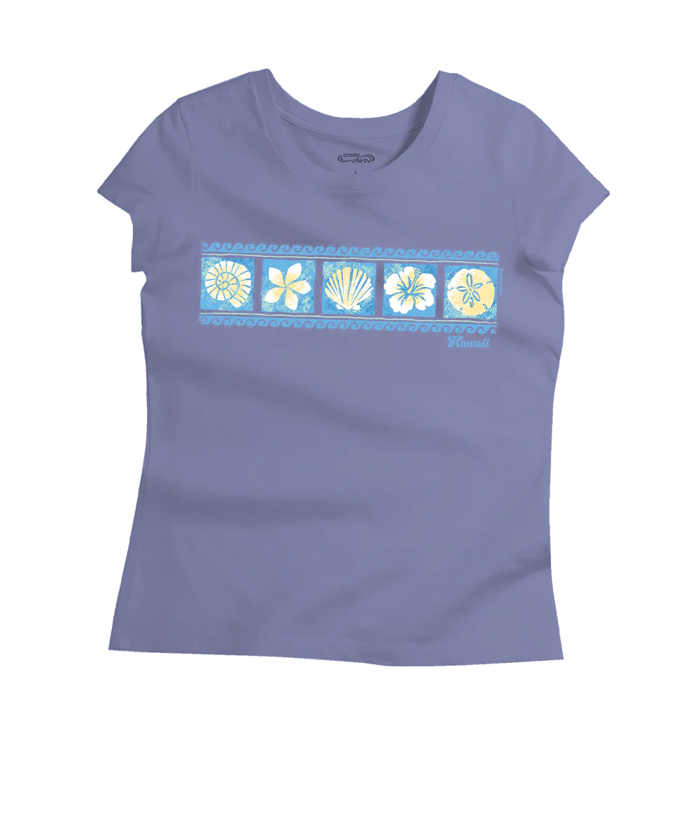 Floral Shell Band - Periwinkle Short Sleeve Pima T-Shirt