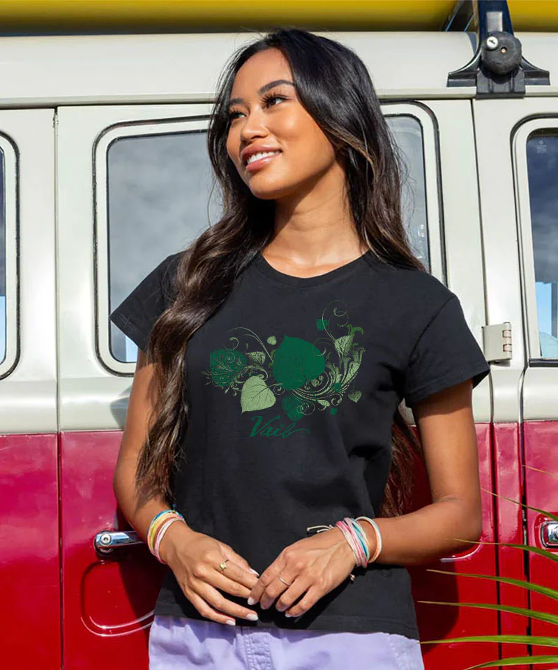 Flurry Of Leaves - Black Short Sleeve Crewneck T-Shirt - Image 2
