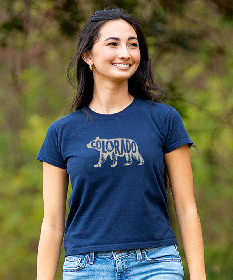Forest Bear - Navy Short Sleeve Crewneck T-Shirt - Image 2