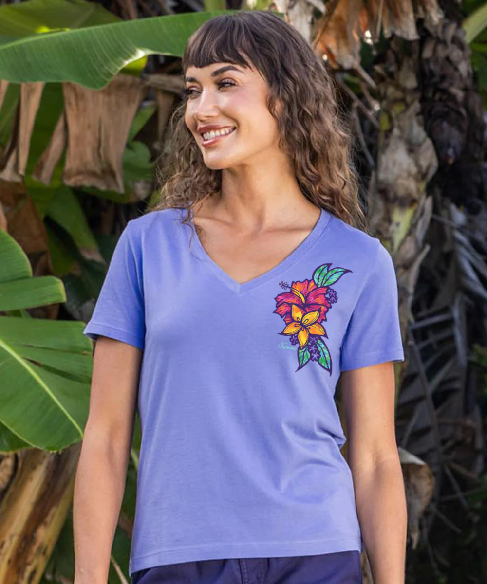 Freshie Mini - Periwinkle Short Sleeve Pima V-Neck T-Shirt - Image 2