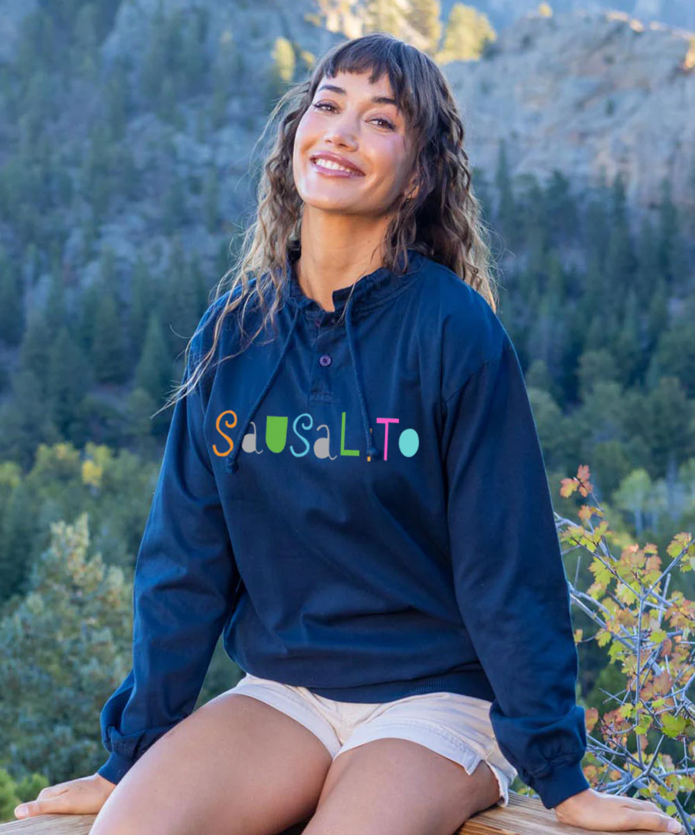 Fun Font - Navy Long Sleeve Lightweight Pullover - Image 2