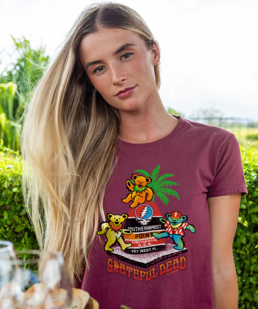 Grateful Dead Key West Buoy Bears - Wine Dyed Short Sleeve Crewneck T-Shirt - Image 2