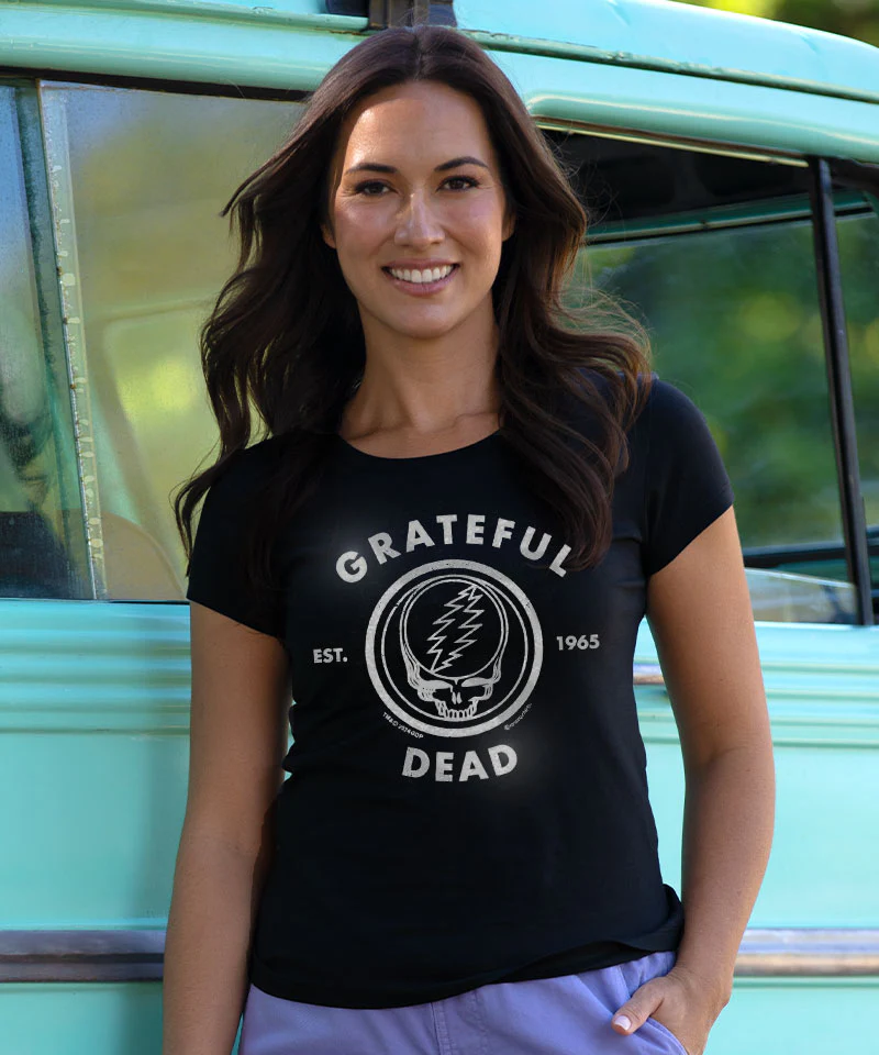 Grateful Dead Steal Your Face EST. 1965 - Jet Black Short Sleeve Pima T-Shirt - Image 2