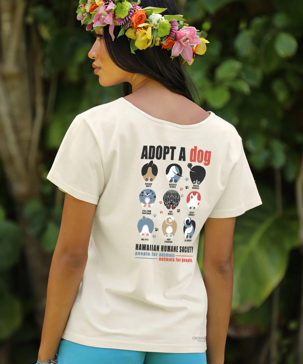 Hawaiian Humane Society Adopt A Dog Canine Musicians - Coconut Dyed Short Sleeve Scoop Neck T-Shirt - Image 3