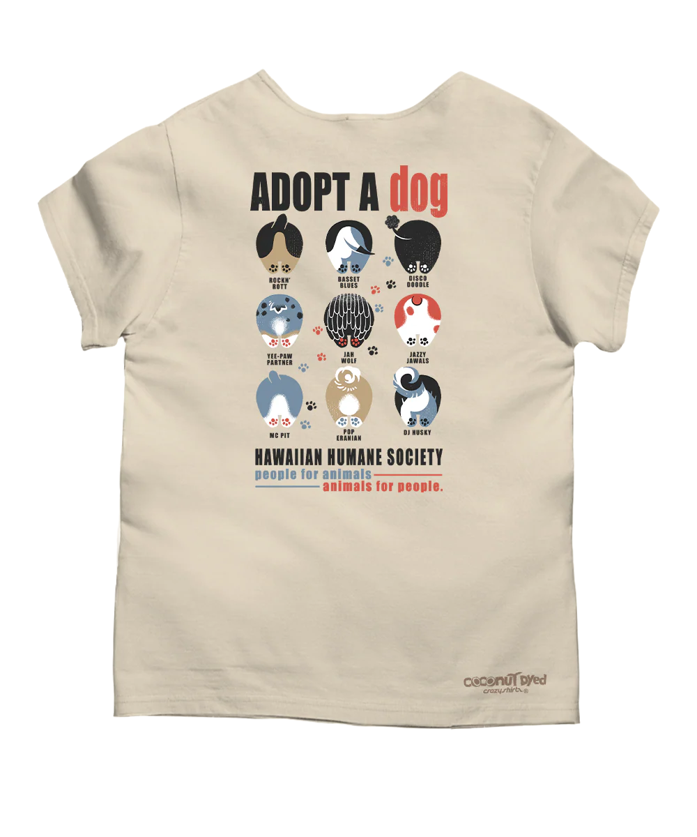 Hawaiian Humane Society Adopt A Dog Canine Musicians - Coconut Dyed Short Sleeve Scoop Neck T-Shirt - Image 4