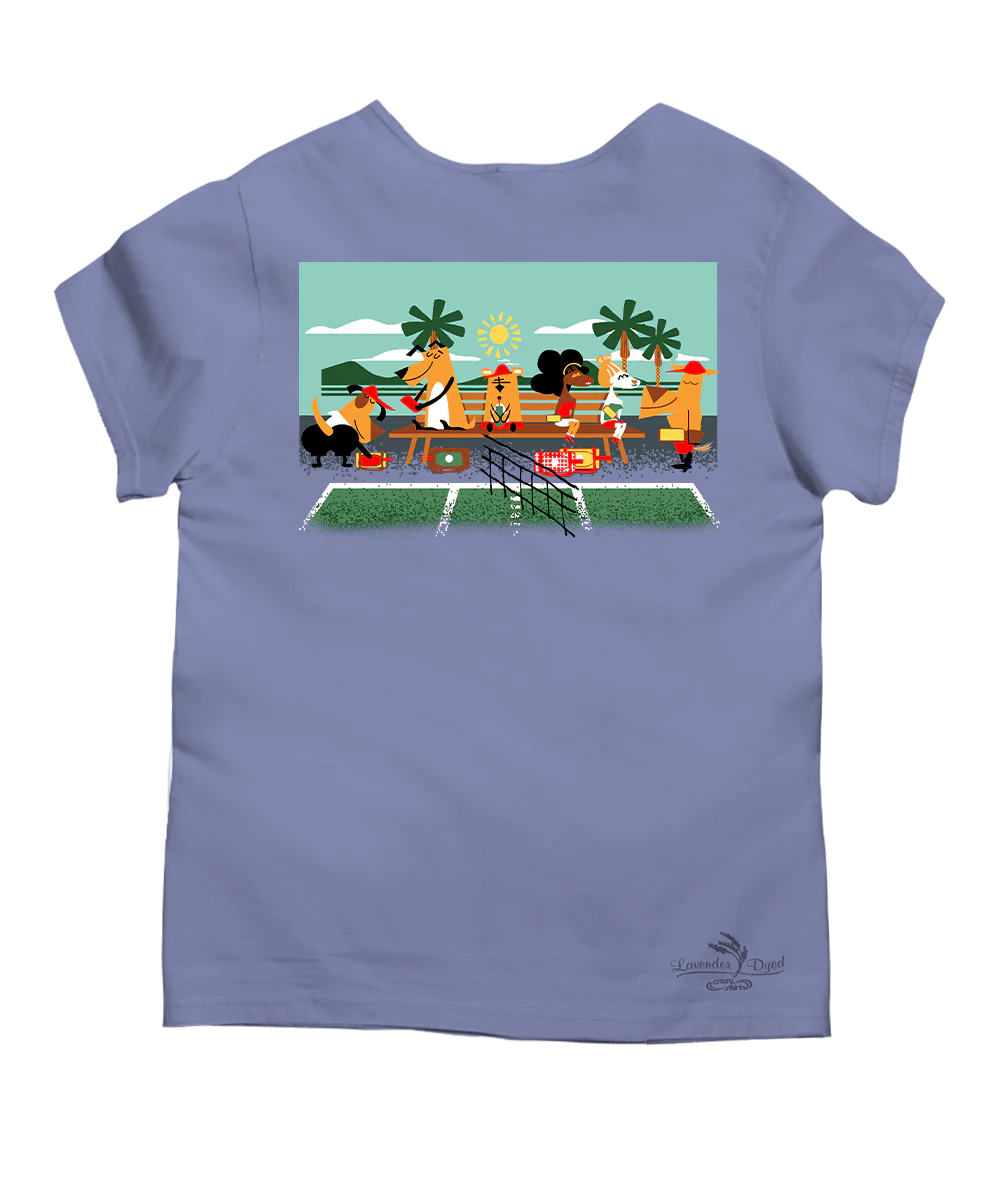 Hawaiian Humane Society Adopt A Dog Pickleball - Lavender Dyed Short Sleeve Scoop Neck T-Shirt - Image 4