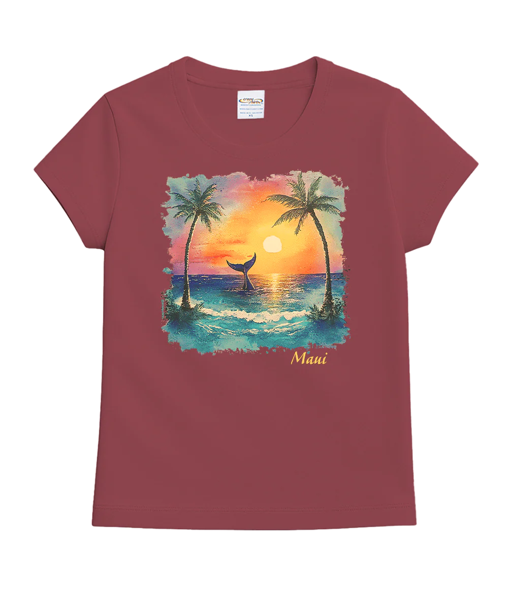 Hawaiian Isle Whale - Paradise Red Dyed Short Sleeve Crewneck T-Shirt