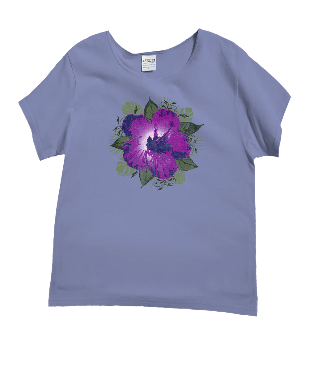 Hibiscus Solo - Lavender Dyed Short Sleeve Scoop Neck T-Shirt