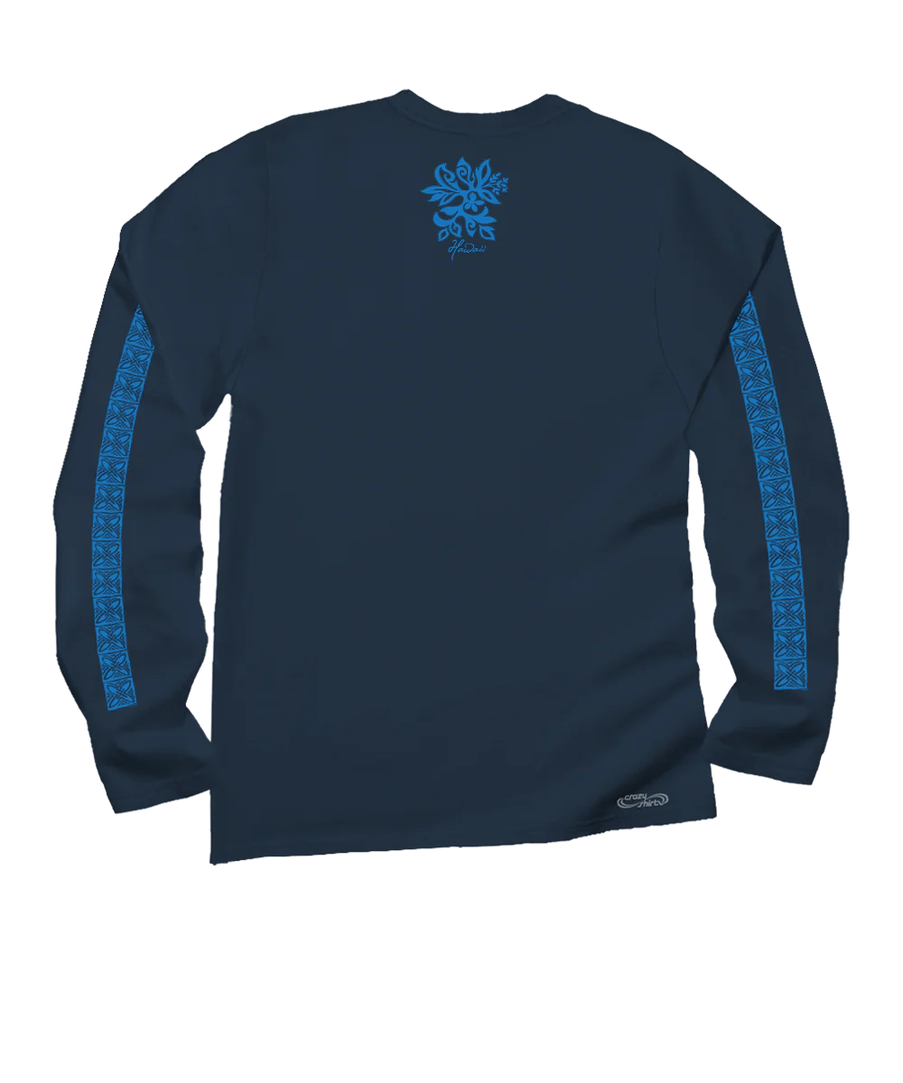 Hinatea Cascade - Navy Long Sleeve Crewneck T-Shirt - Image 4