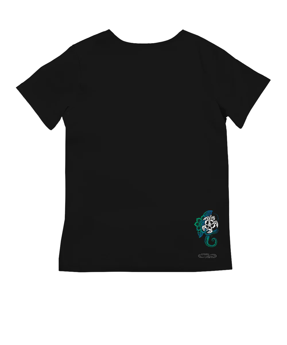 Honu Current - Jet Black Short Sleeve Pima V-Neck T-Shirt - Image 4