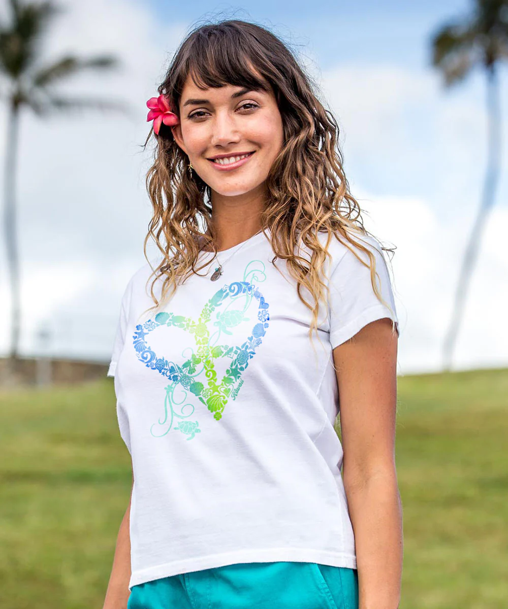 Honu Love - White Short Sleeve Crewneck T-Shirt - Image 2