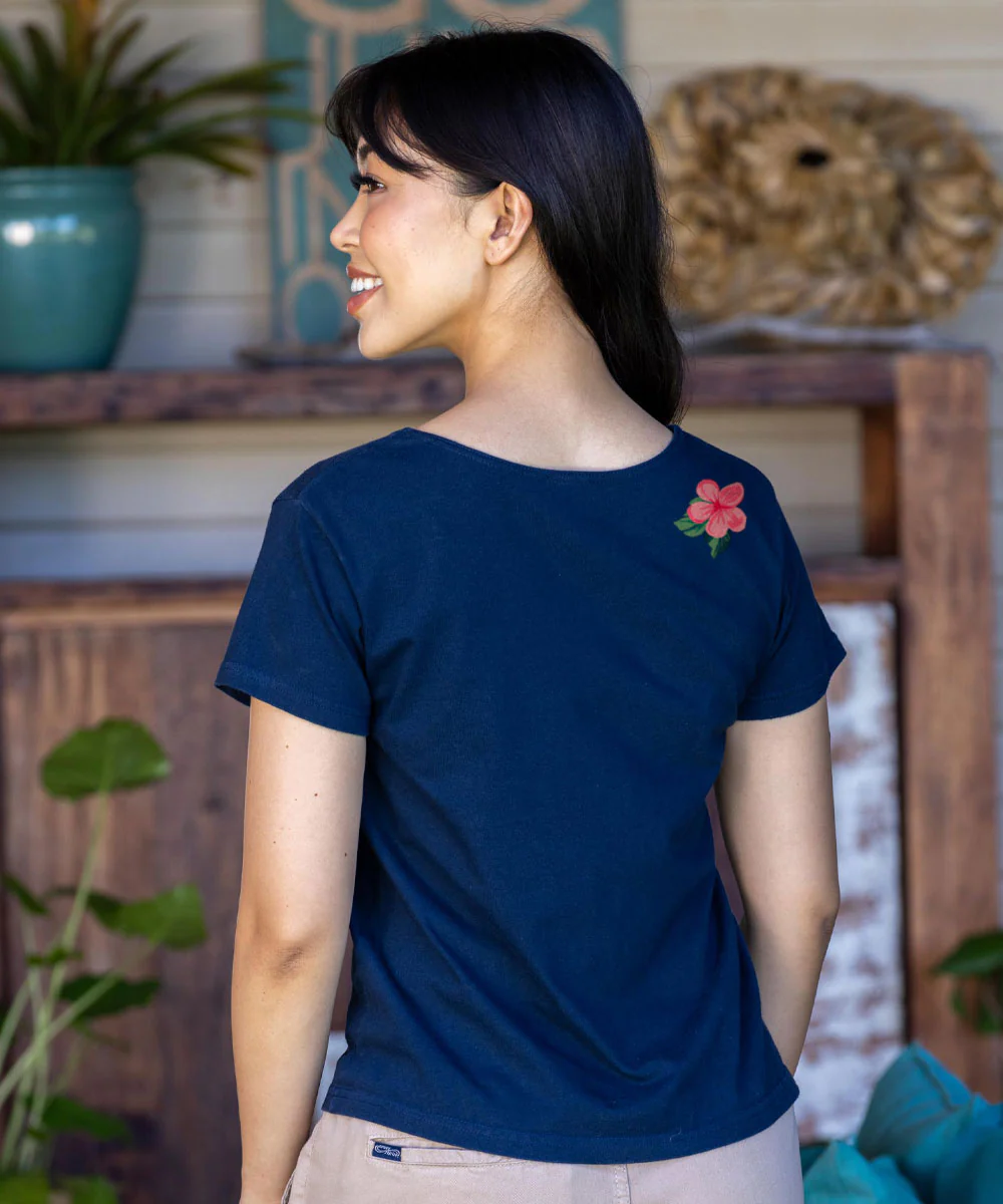 Island Chicken - Navy Short Sleeve Scoop Neck T-Shirt - Image 3
