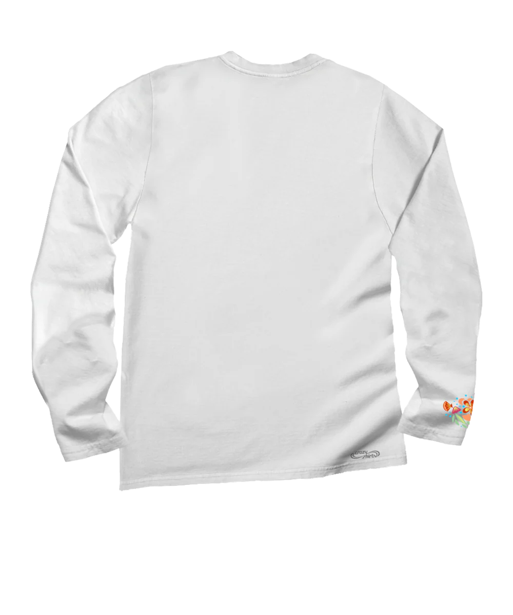 Island Tides - White Long Sleeve Crewneck T-Shirt - Image 4