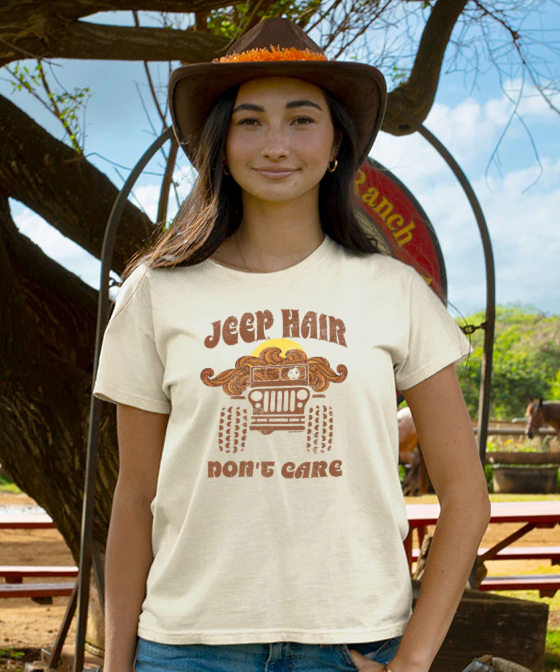 Jeep Hair Don't Care - Coconut Dyed Short Sleeve Crewneck T-Shirt - Image 2