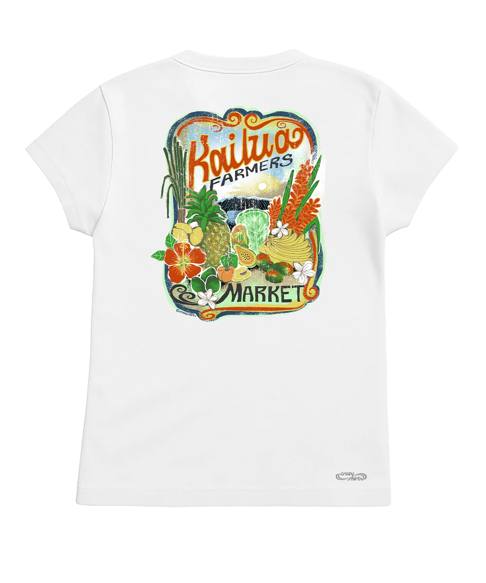 Kailua Farmers Market - White Short Sleeve Crewneck T-Shirt - Image 4