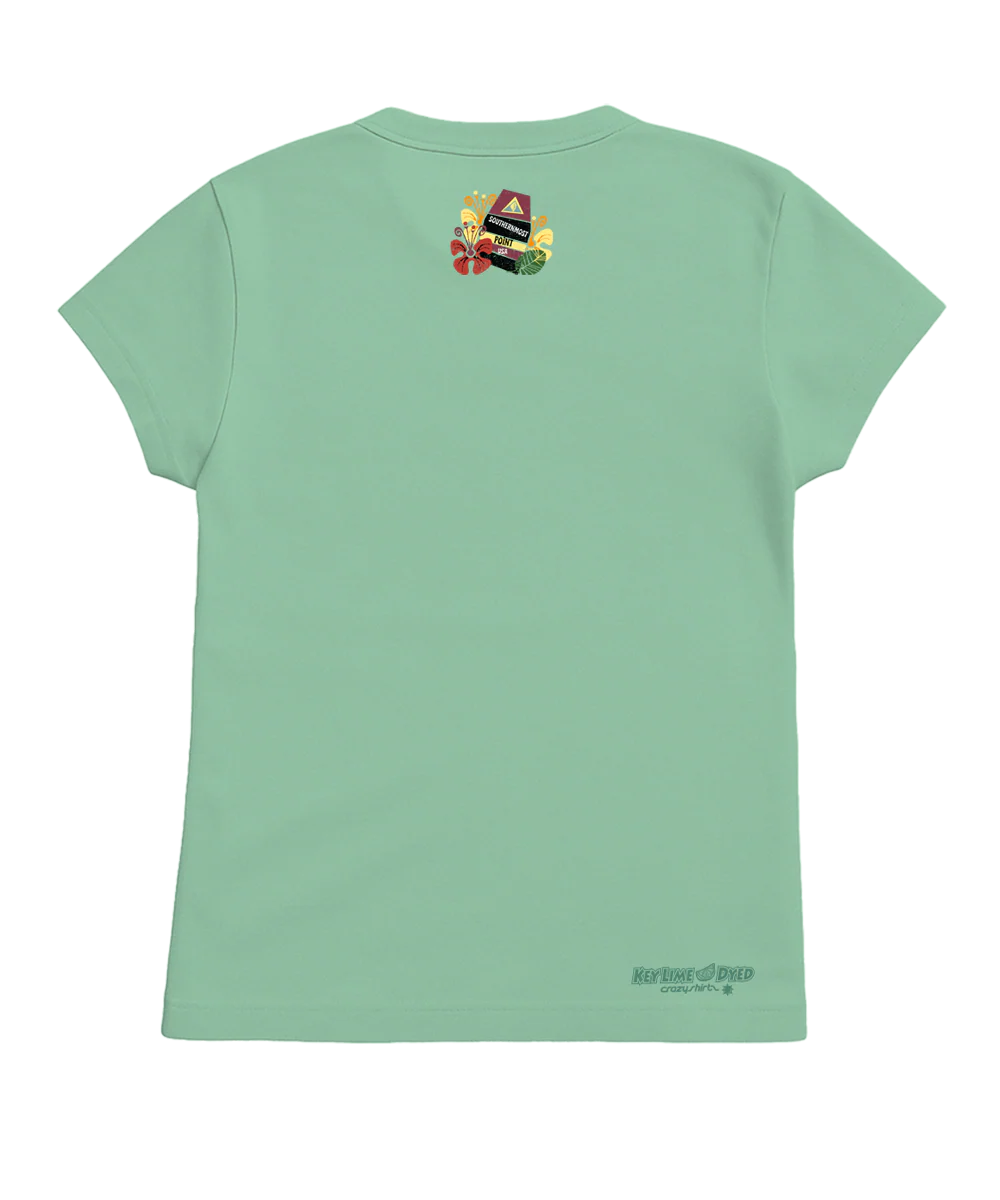 Key West Buoy Hibiscus - Key Lime Dyed Short Sleeve Crewneck T-Shirt - Image 4