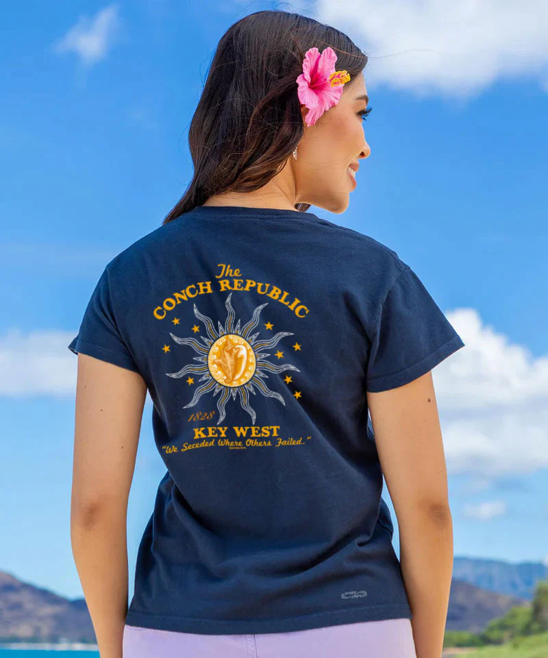 Key West Conch Republic - Navy Short Sleeve Crewneck T-Shirt - Image 2