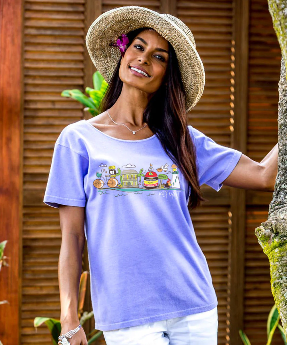 Key West Fun - Lavender Dyed Short Sleeve Scoop Neck T-Shirt - Image 2