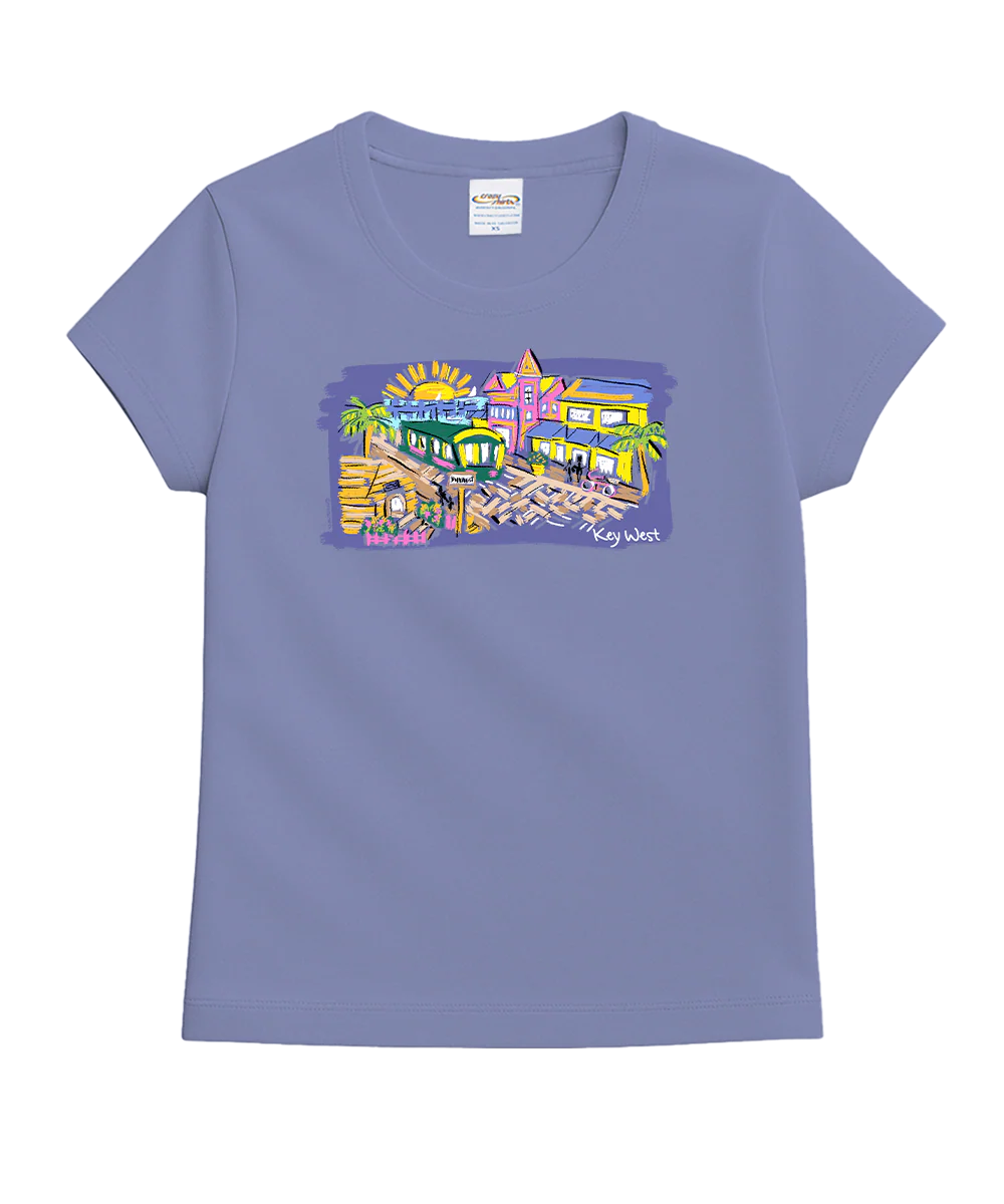 Key West Postcard - Lavender Dyed Short Sleeve Crewneck T-Shirt