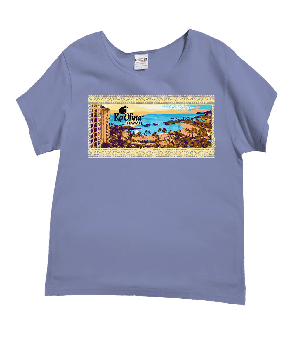 Ko Olina Beach Scenic - Lavender Dyed Short Sleeve Scoop Neck T-Shirt