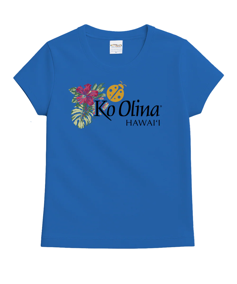 Ko Olina Floral Band - Blue Hawaii Dyed Short Sleeve Crewneck T-Shirt
