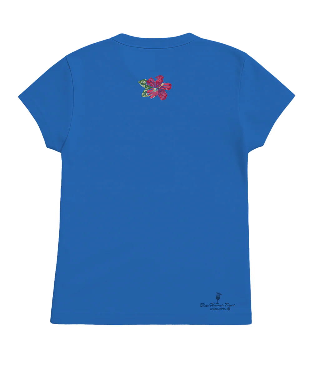 Ko Olina Floral Band - Blue Hawaii Dyed Short Sleeve Crewneck T-Shirt - Image 4