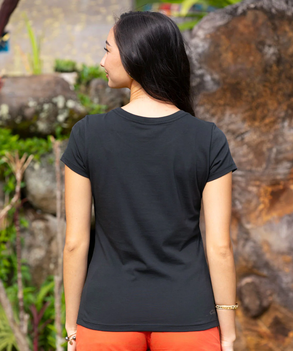 Ko Olina Lagoon Band - Jet Black Short Sleeve Pima T-Shirt - Image 3