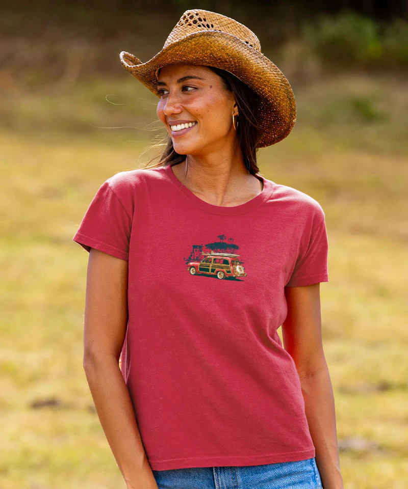 Laguna Beach Woody - Paradise Red Dyed Short Sleeve Crewneck T-Shirt - Image 3