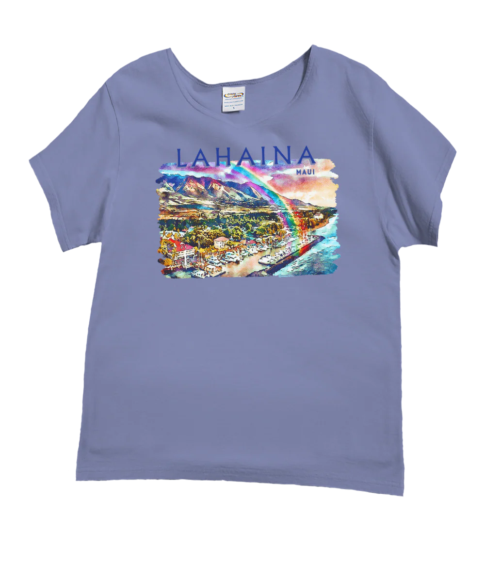 Lahaina Watercolor - Lavender Dyed Short Sleeve Scoop Neck T-Shirt