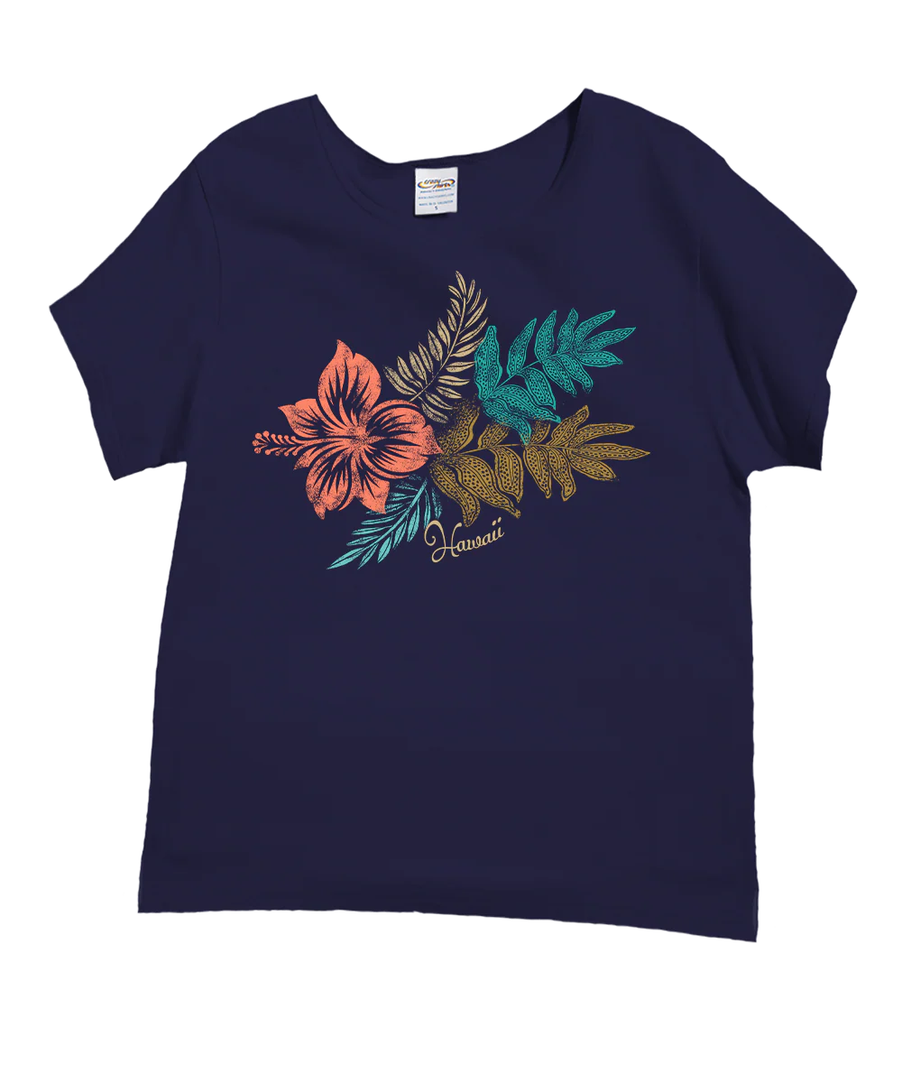 Lauae Floral - Grape Dyed Short Sleeve Scoop Neck T-Shirt