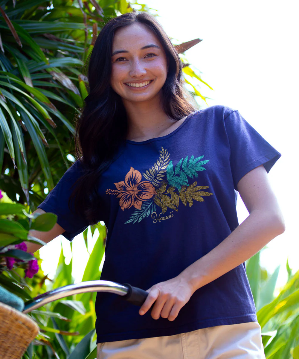 Lauae Floral - Grape Dyed Short Sleeve Scoop Neck T-Shirt - Image 2