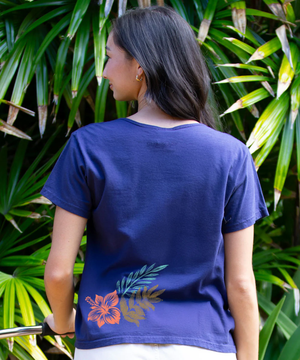 Lauae Floral - Grape Dyed Short Sleeve Scoop Neck T-Shirt - Image 3