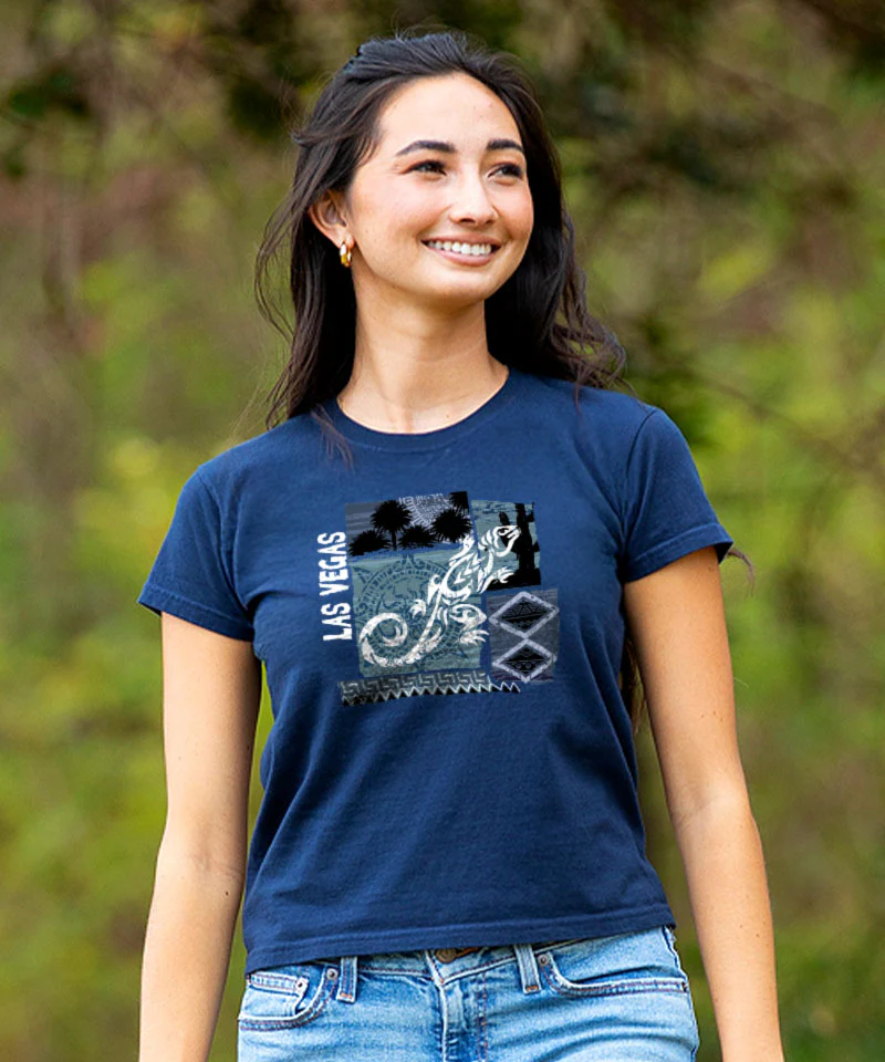 Lizard Paradise - Navy Short Sleeve Crewneck T-Shirt - Image 2