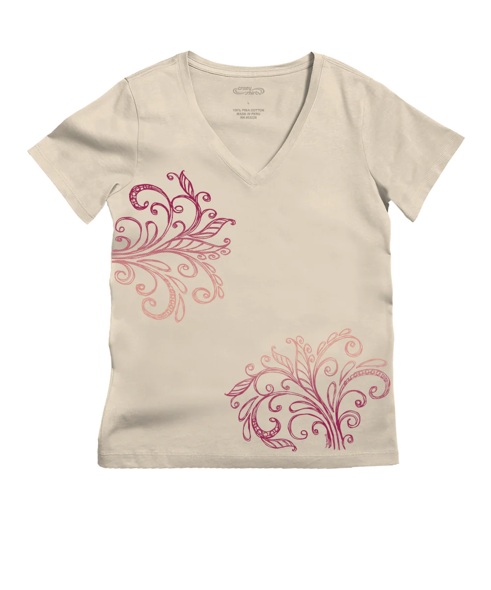 Love Nature - Sand Short Sleeve Pima V-Neck T-Shirt