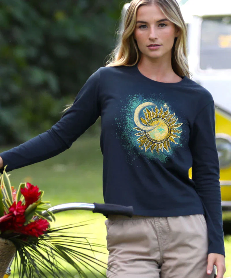 Luna Sol - Navy Long Sleeve Crewneck T-Shirt - Image 2