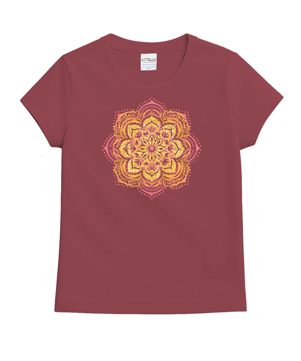 Mandala Bloom - Paradise Red Dyed Short Sleeve Crewneck T-Shirt