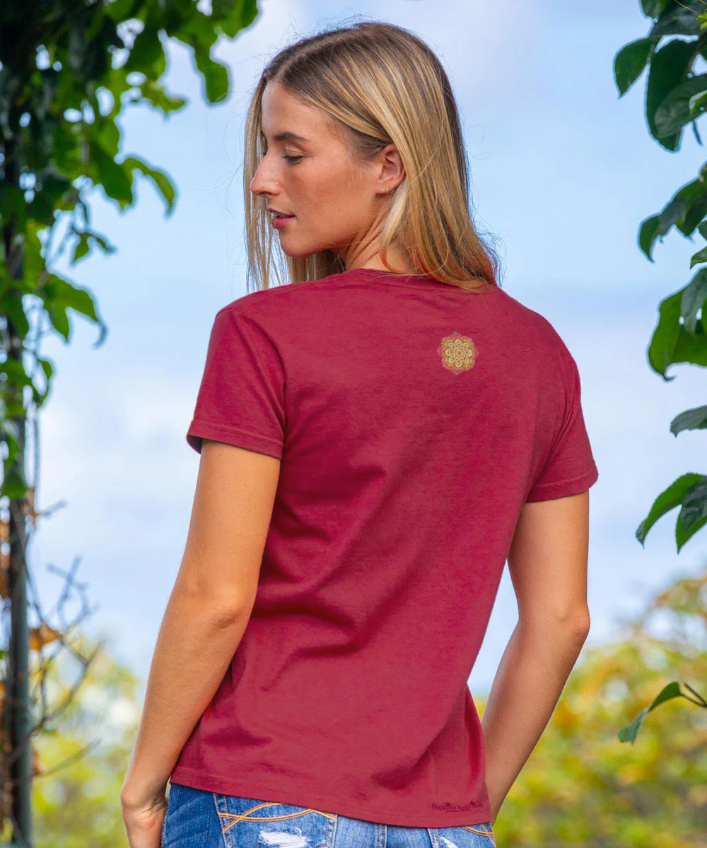 Mandala Bloom - Paradise Red Dyed Short Sleeve Crewneck T-Shirt - Image 3