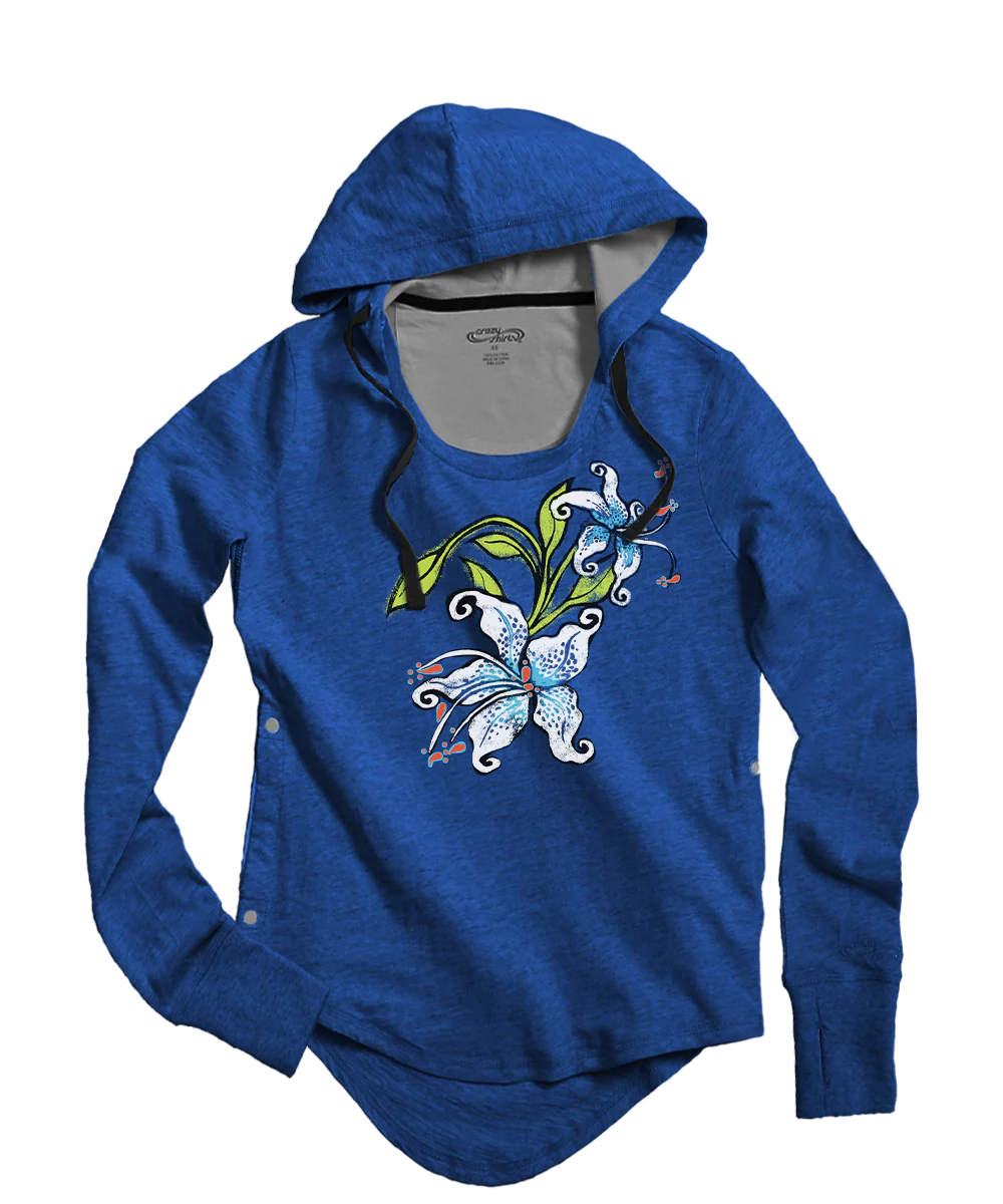 Moonlight Blossom - Midnight Long Sleeve Harmony Hooded T