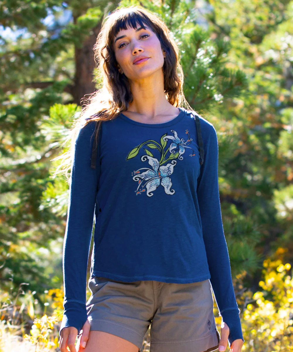 Moonlight Blossom - Midnight Long Sleeve Harmony Hooded T - Image 2
