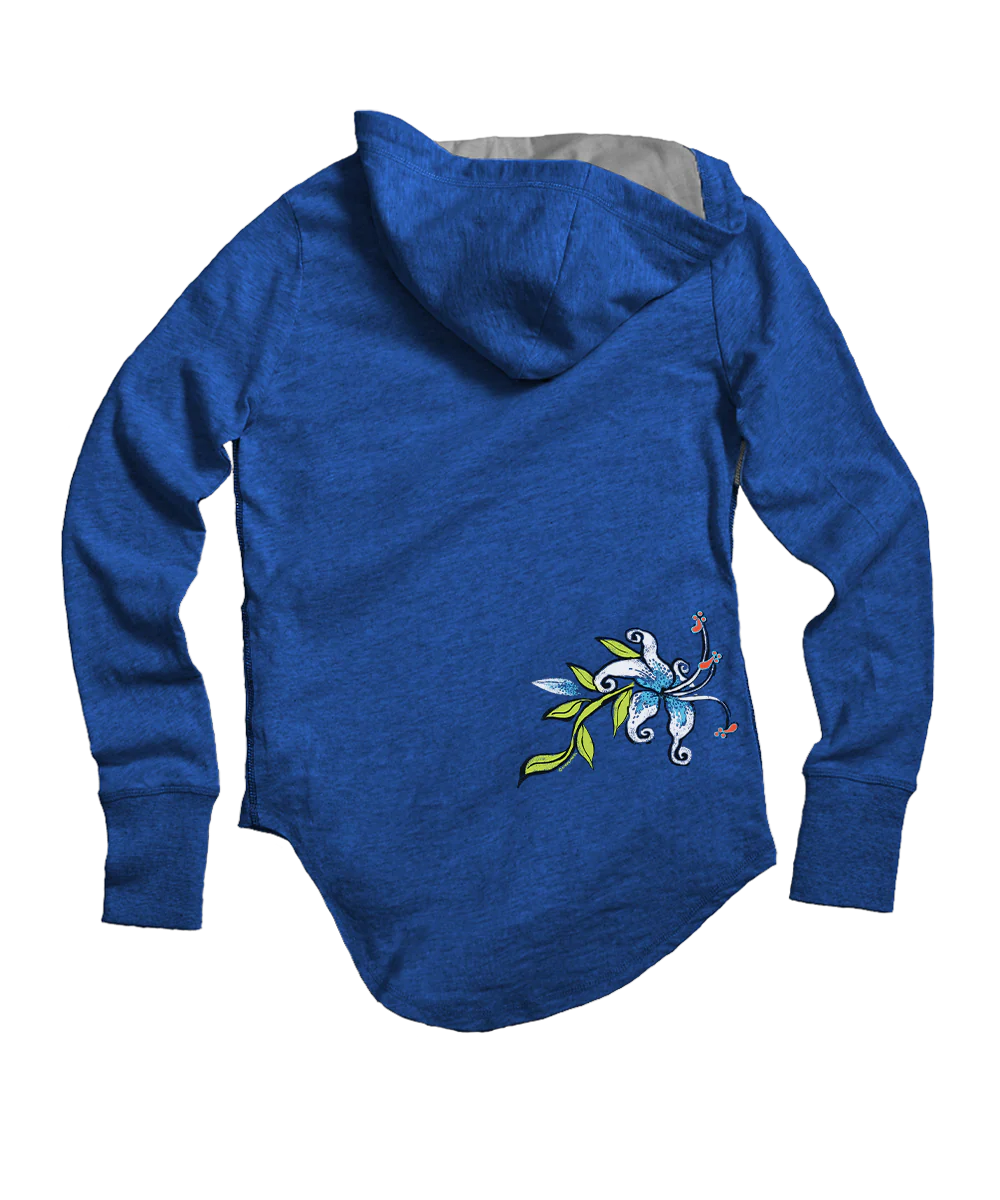 Moonlight Blossom - Midnight Long Sleeve Harmony Hooded T - Image 4