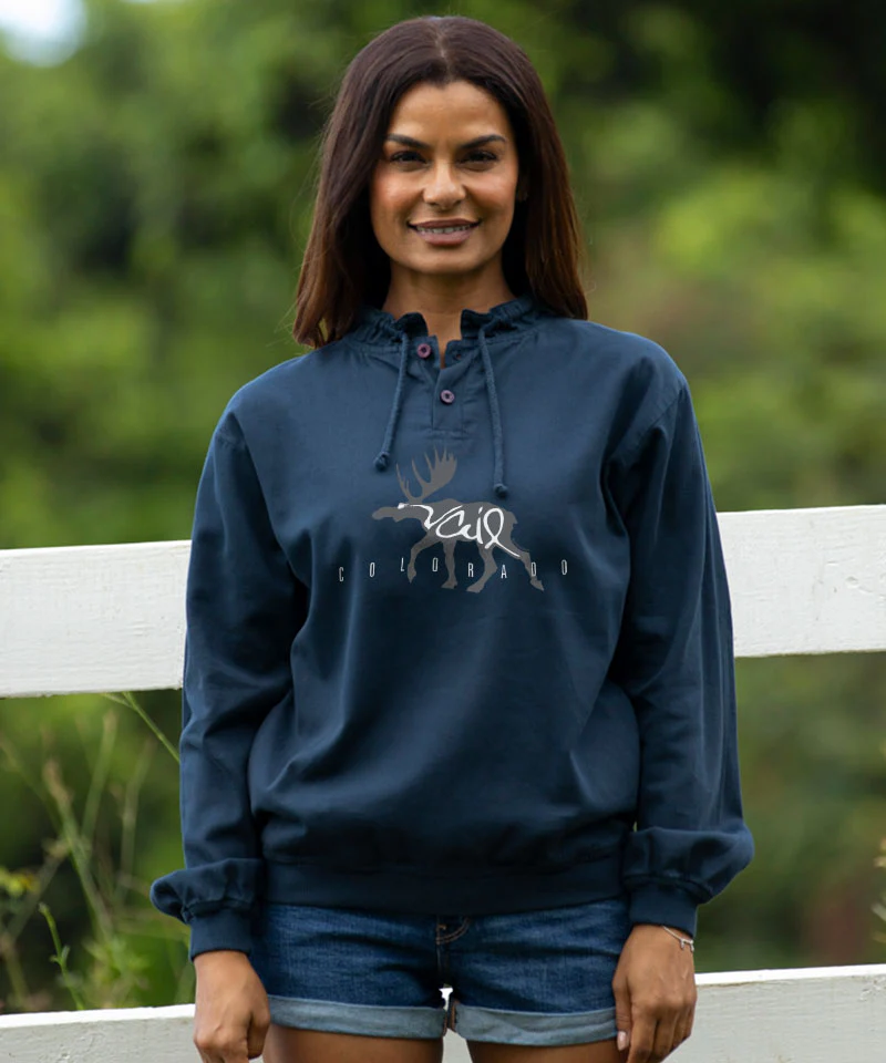 Moose Sighting - Navy Long Sleeve Lightweight Pullover - Image 2