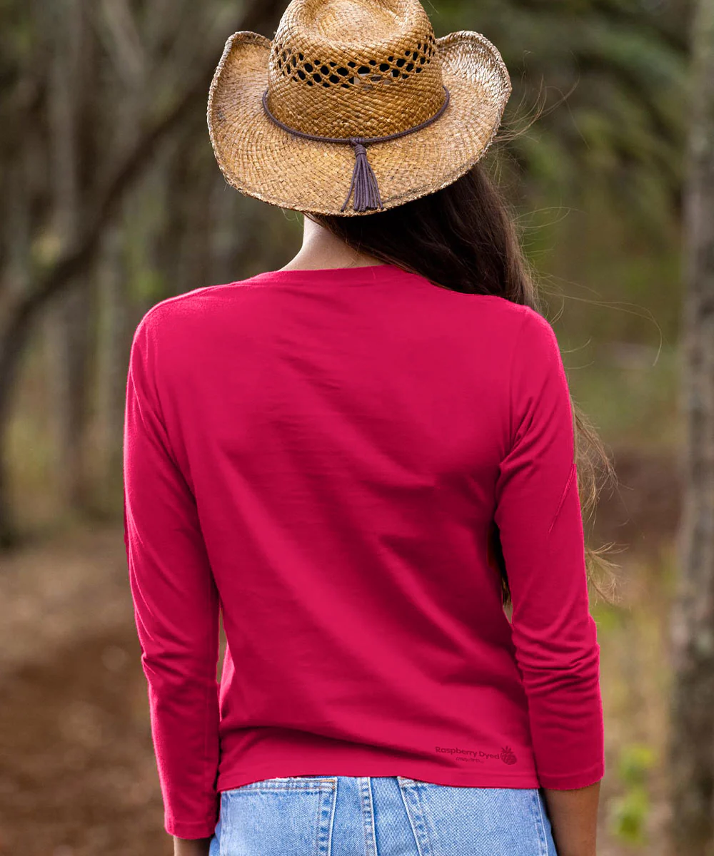 Natures Bear - Raspberry Dyed Long Sleeve Crewneck T-Shirt - Image 3