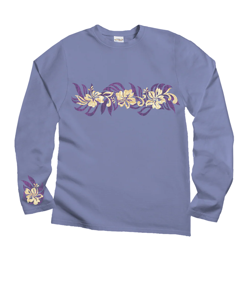 Oceania Stripe - Lavender Dyed Long Sleeve Crewneck T-Shirt