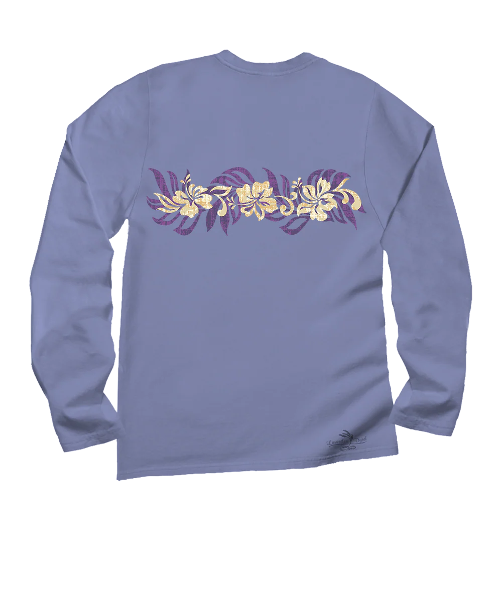 Oceania Stripe - Lavender Dyed Long Sleeve Crewneck T-Shirt - Image 4