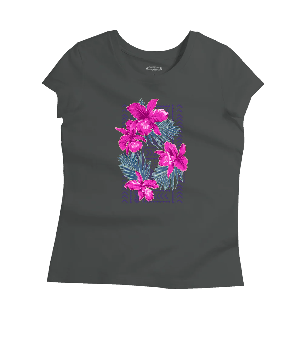Orchid Pua - Graphite Short Sleeve Pima T-Shirt