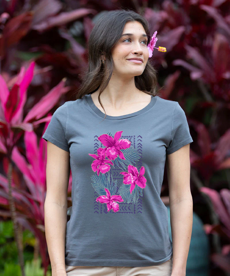 Orchid Pua - Graphite Short Sleeve Pima T-Shirt - Image 2