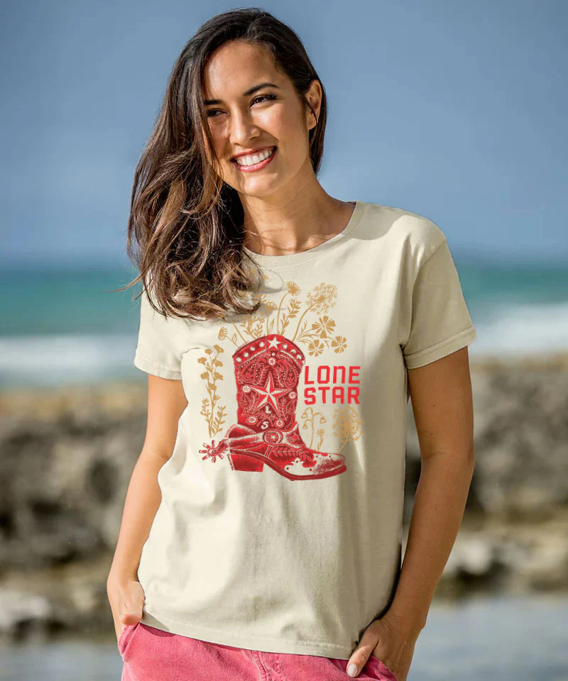 Pabst Lone Star Boots - Coconut Dyed Short Sleeve Crewneck T-Shirt - Image 2