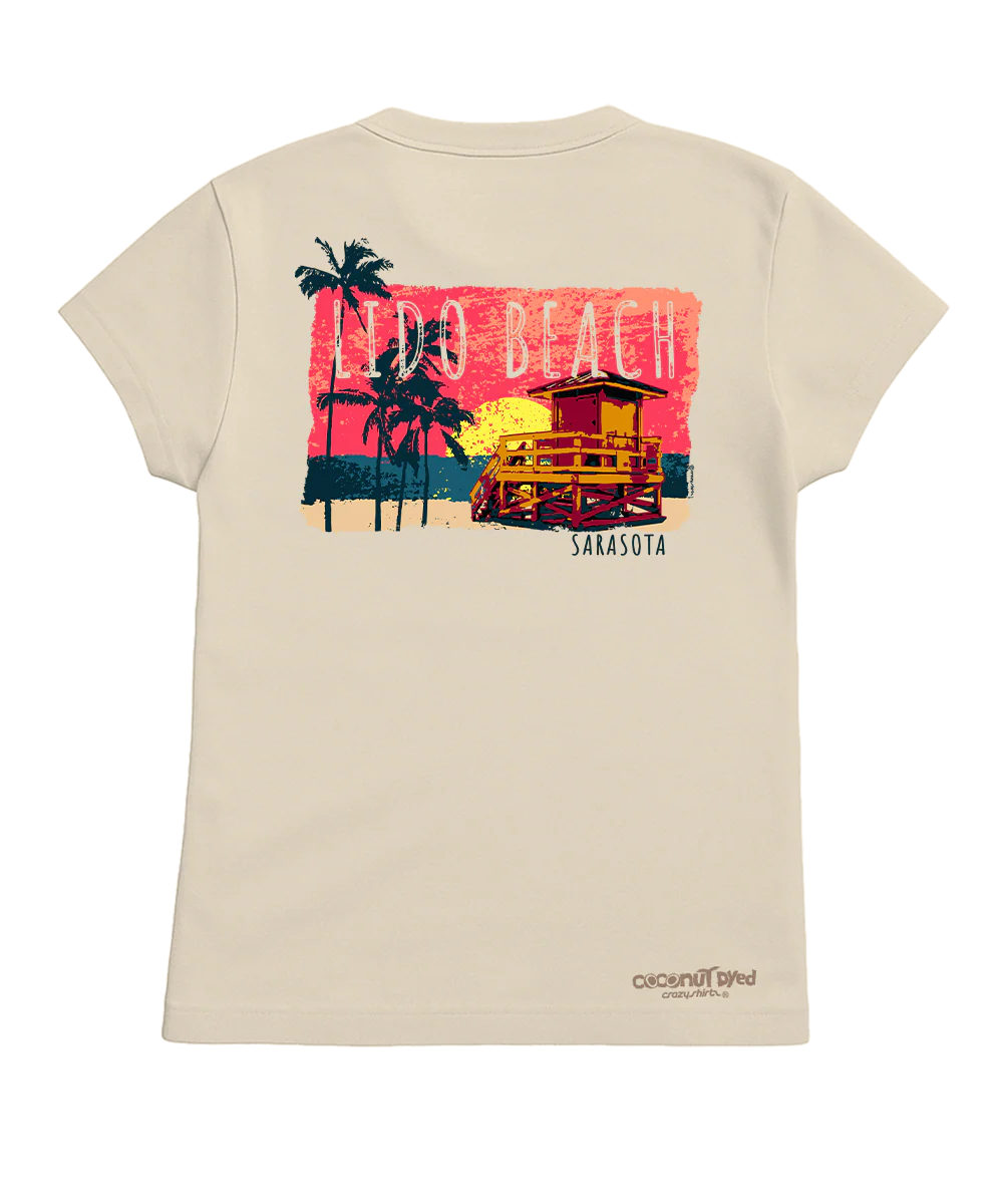 Painted Lido Beach - Coconut Dyed Short Sleeve Crewneck T-Shirt
