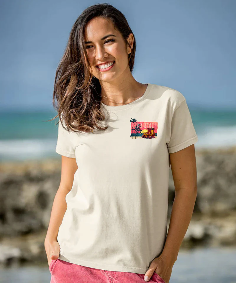 Painted Lido Beach - Coconut Dyed Short Sleeve Crewneck T-Shirt - Image 3