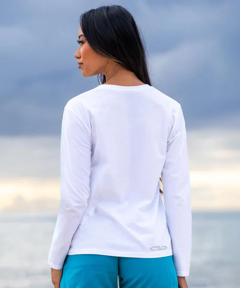 Painted Pelican - White Long Sleeve Crewneck T-Shirt - Image 3